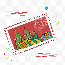 进烟囱的圣诞老人图片_红色圣诞节邮票