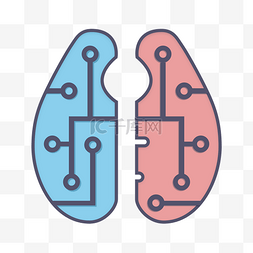 科技集成电路图片_扁平风手绘电路大脑插画