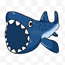创意海洋生物图片_蓝色创意恐怖鲨鱼元素