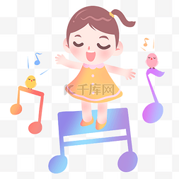 卡通小鸟唱歌图片_小女孩和小鸟唱歌