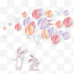松树剪纸画图片_复活节兔子彩蛋气球立体剪纸