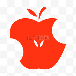 简洁水果图片_红色被咬过的苹果剪影