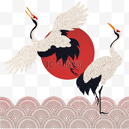 日式花纹鹤
