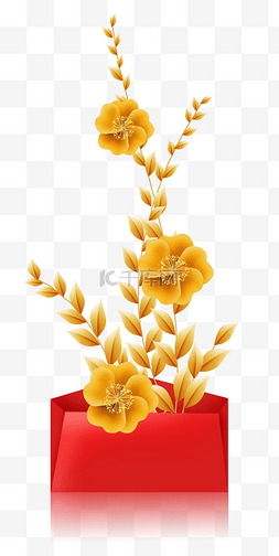 红包信纸图片_信封里的金色花朵