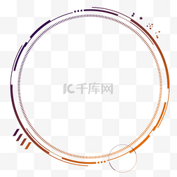 渐变蓝色标题框图片_电商科技感橙蓝渐变圆形边框免抠