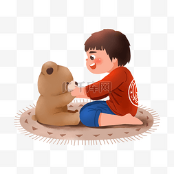 毛绒玩具小熊图片_六一儿童节和小熊玩耍的孩子