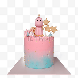 金色生日蛋糕图片_粉色独角兽生日蛋糕3d元素
