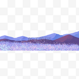 紫色远山图片_紫色花草山峰远山