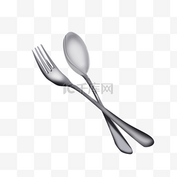 白色小勺子图片_餐具仿真勺子装饰元素