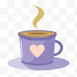 冒着热气的咖啡图片_浅紫色的咖啡杯