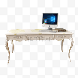 书桌电脑图片_白色书桌
