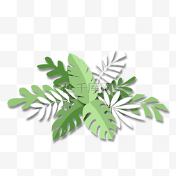 剪纸风格的创意热带植物