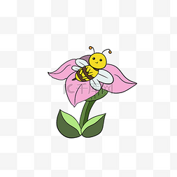黄色的花朵装饰图片_小蜜蜂花朵装饰插画