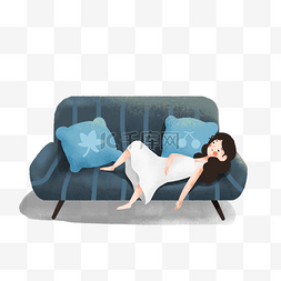 简约沙发海报图片_夏季睡在沙发上的女孩