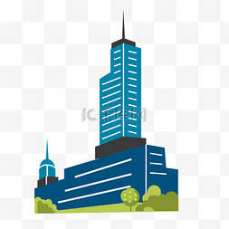 蓝色的高楼大厦图片_蓝色城市楼房插画