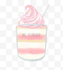 玻璃杯装冰淇淋
