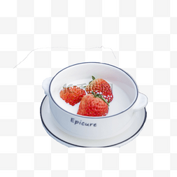 大米碗装图片_白瓷套碗里装着三个草莓