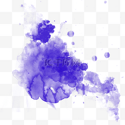 紫色水彩墨迹插画