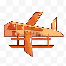 橘色飞机交通插画