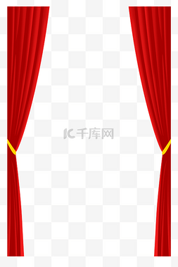 红色舞台帘幕手绘图片_红色帘幕