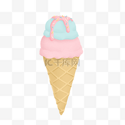 华夫咖啡图片_甜美可爱冰淇淋夏季甜品插画