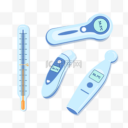 冠状病毒症状图片_卡通测量体温的温度计类型元素