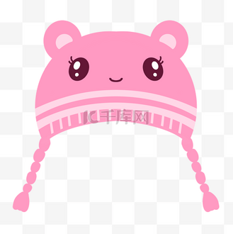 粉色卡通女宝宝保暖帽子