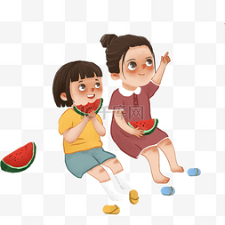 吃西瓜的小女孩图片_吃西瓜的小女孩