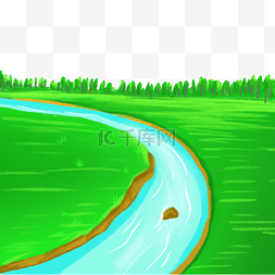 河流海报图片_草地绿色植物河流