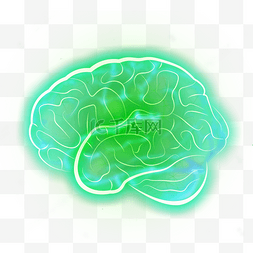 科技大脑大脑图片_绿色系创意质感手绘头脑图案