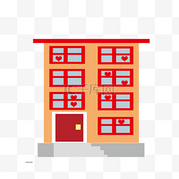 红色台阶图片_立体橙色建筑房屋