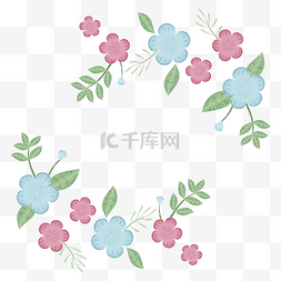 蓝色绿色树叶花纹图片_刺绣花纹花朵树叶