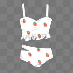 夏日白色丝绸草莓手绘泳衣