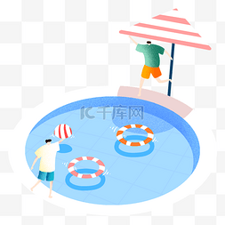 夏季圆形游泳池