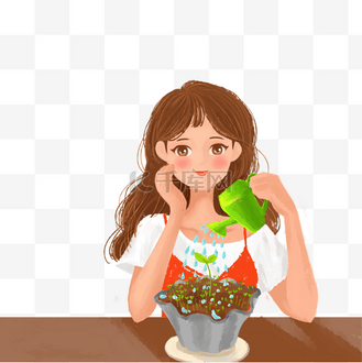 vip和企业vip免费下载gif动图可爱女孩拿水壶洒水卡通动图gif个人vi