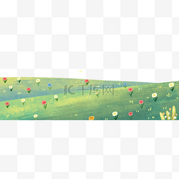 绿色春季卡通图片_春季绿色山坡草地花朵