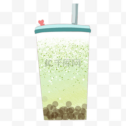立体圆柱体图片_绿色立体奶茶杯子元素