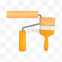 黄色刷墙工具元素