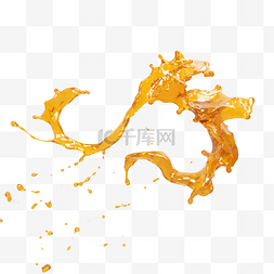 流体液体图片_立体飞舞橙汁液体3d元素