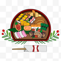 半圆形食盒装的正月料理osechi ryori