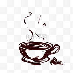 咖啡杯热气图片_简笔画杯子剪影手绘冒热气的咖啡