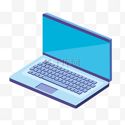 蓝色笔记本电脑图片_蓝色的电脑装饰插画