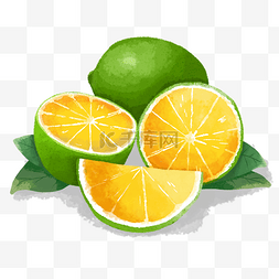 水果卡通柠檬图片_水彩绿色柠檬