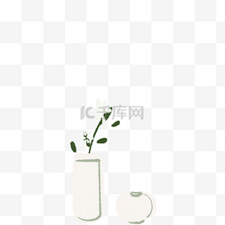 植被盆景图片_白色的花瓶免抠图