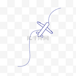蓝色手绘飞机路线
