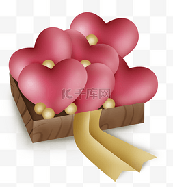 粉红色气球气球图片_木盒里的立体心