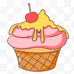 奶油蛋糕装饰插画图片_樱桃蛋糕装饰插画