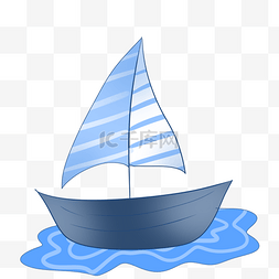 水面蓝色图片_卡通蓝色小帆船