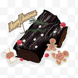 yule log cake圣诞树干蛋糕焦糖饼干