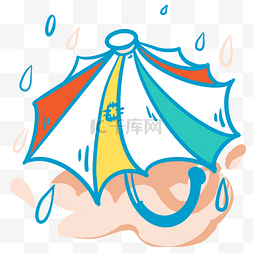 夏日小清新沙滩下雨阳光遮阳雨伞